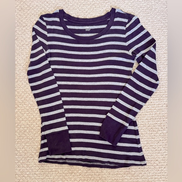 GAP Supersoft Purple and Gray Striped Shirt, M🦋 - Picture 1 of 2
